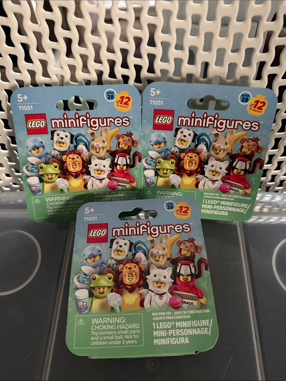 Lego Minifigures Series 28 Pack - 3 unopened boxes (Crocodile,Dalmatian&Monkey)